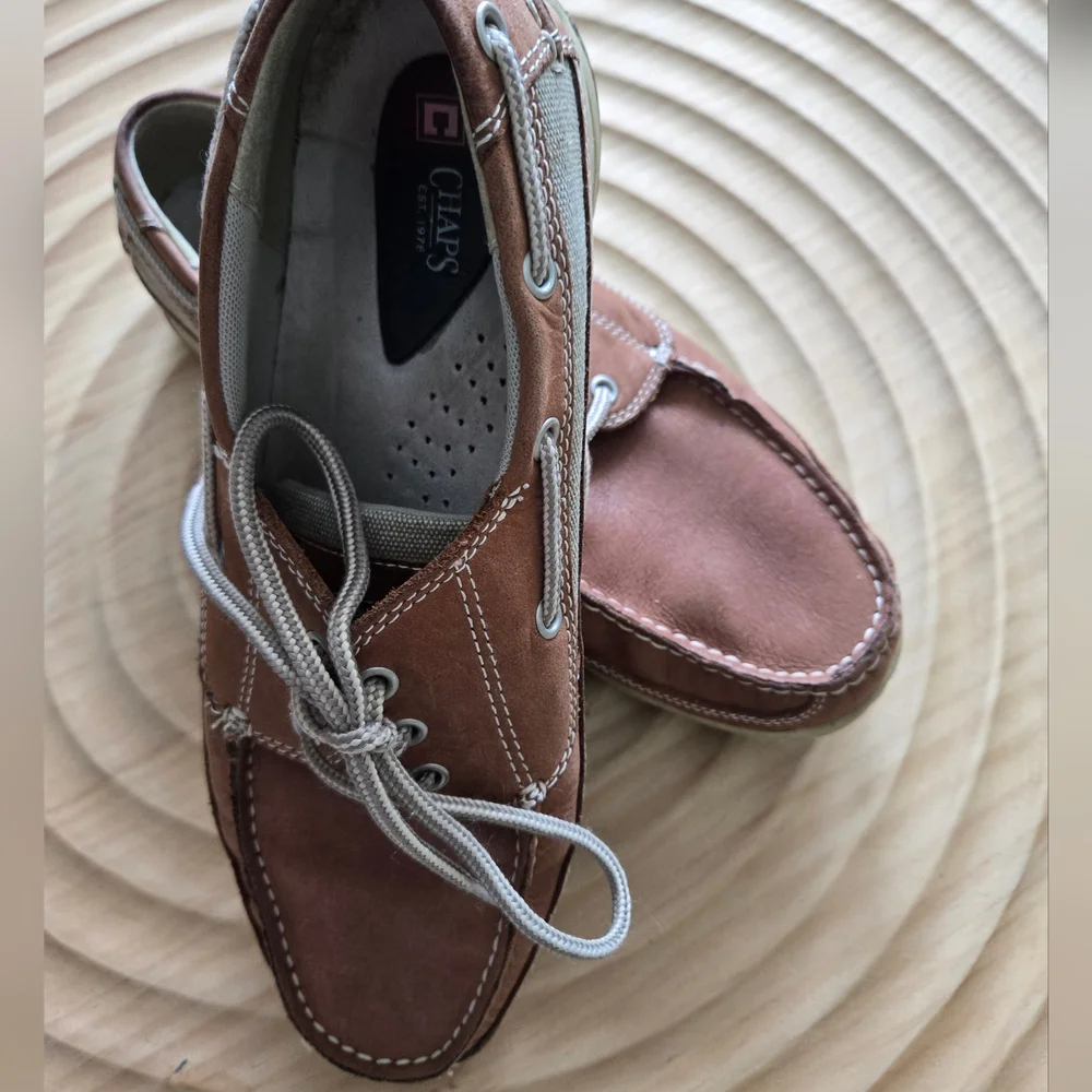 Chaps Leather Men's Boat Deck Loafers Size 10.5 Euc